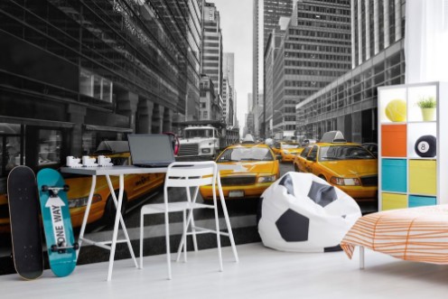 Yellow Taxis in New York City photowallpaper Scandiwall
