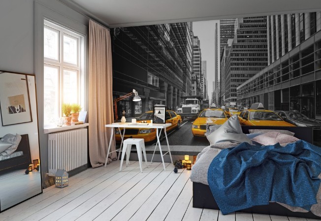 Yellow Taxis in New York City photowallpaper Scandiwall