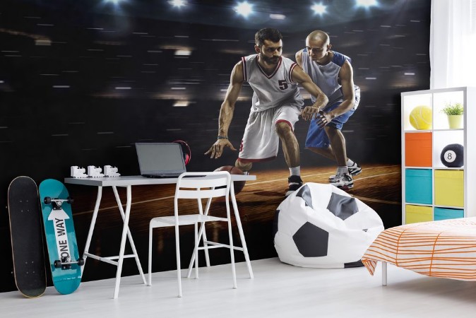 Two Basketball Players in Action photowallpaper Scandiwall