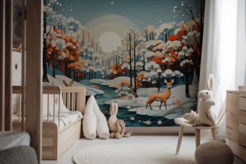 Winter Forest Deer photowallpaper Wallpassion