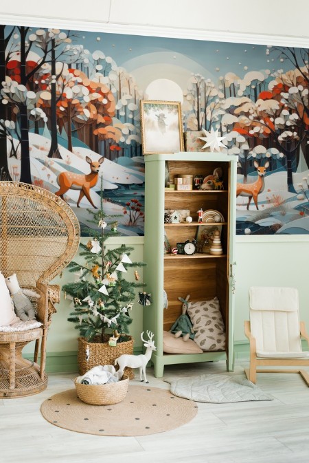 Winter Forest Deer photowallpaper Wallpassion