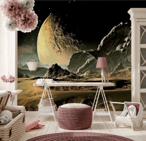 Crashed Alien Spaceship on Distant World photowallpaper Scandiwall