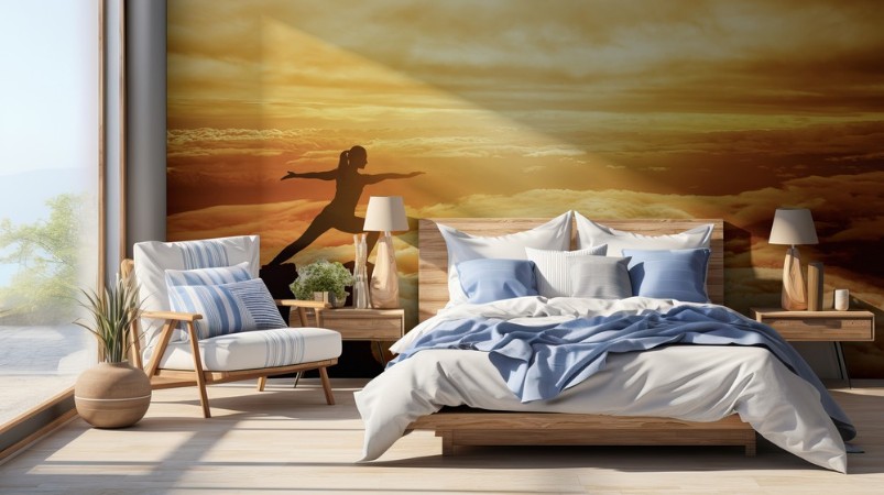 Yoga Position on the Top of Mountain photowallpaper Scandiwall