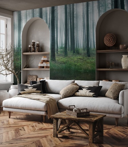 Lake in forest photowallpaper Scandiwall