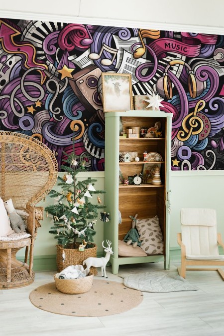 Musical doodle banner III photowallpaper Scandiwall