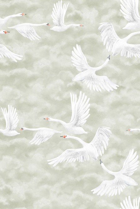 Clouds Swans - 9414W wallpaper Boråstapeter