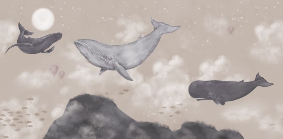 Whales in the sky - 9456W wallpaper Boråstapeter