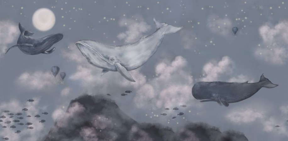 Whales in the sky - 9457W wallpaper Boråstapeter