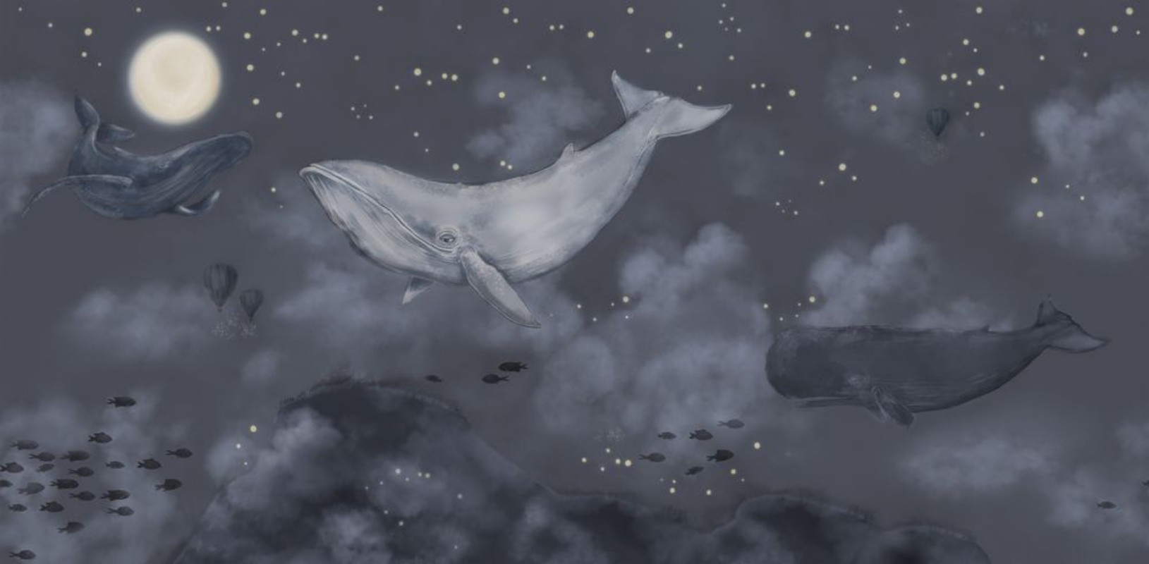 Whales in the sky - 9458W wallpaper Boråstapeter