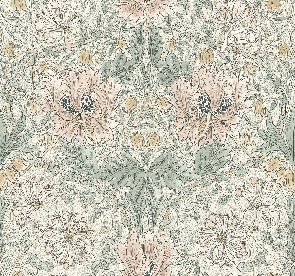 Pure Honeysuckle & Tulip Linen/Coral - 217542 wallpaper William Morris