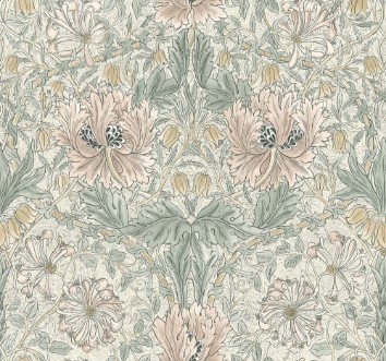 Pure Honeysuckle & Tulip Linen/Coral - 217542 wallpaper William Morris