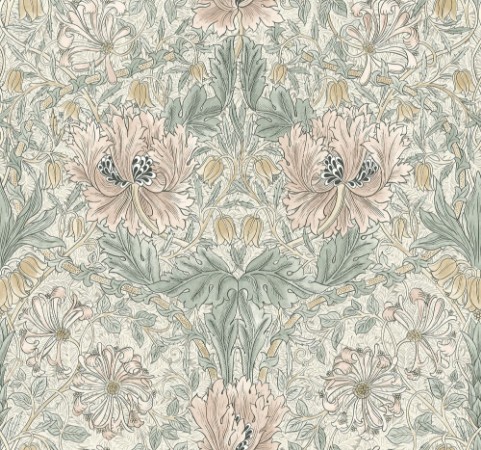 Pure Honeysuckle & Tulip Linen/Coral - 217542 wallpaper William Morris