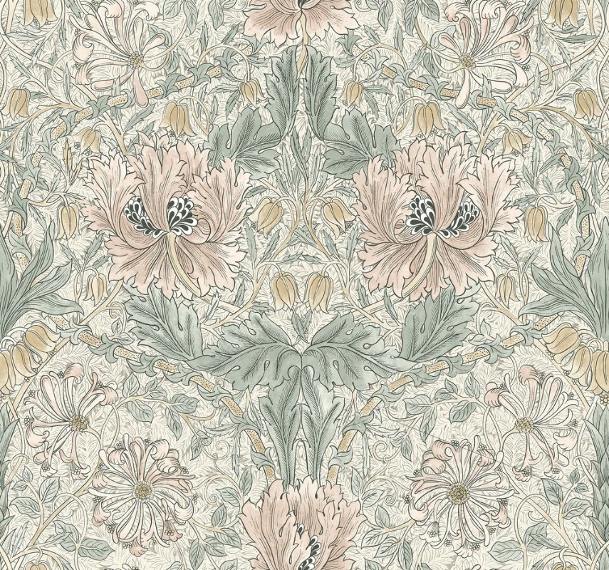 Pure Honeysuckle & Tulip Linen/Coral - 217542 wallpaper William Morris