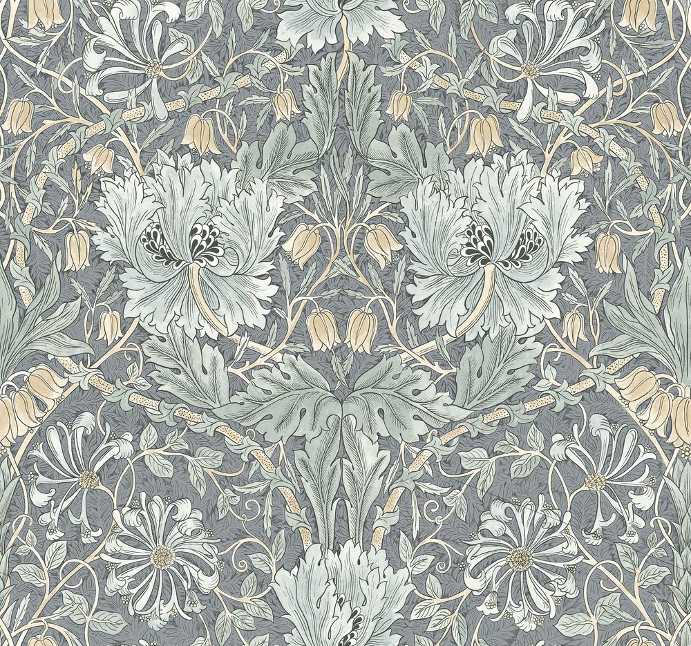 Pure Honeysuckle & Tulip Mineral Blue/Sage - 217544 wallpaper William Morris