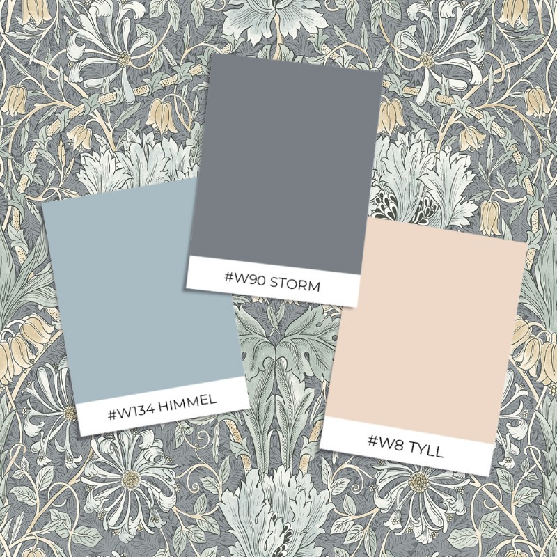 Pure Honeysuckle & Tulip Mineral Blue/Sage - 217544 wallpaper William Morris