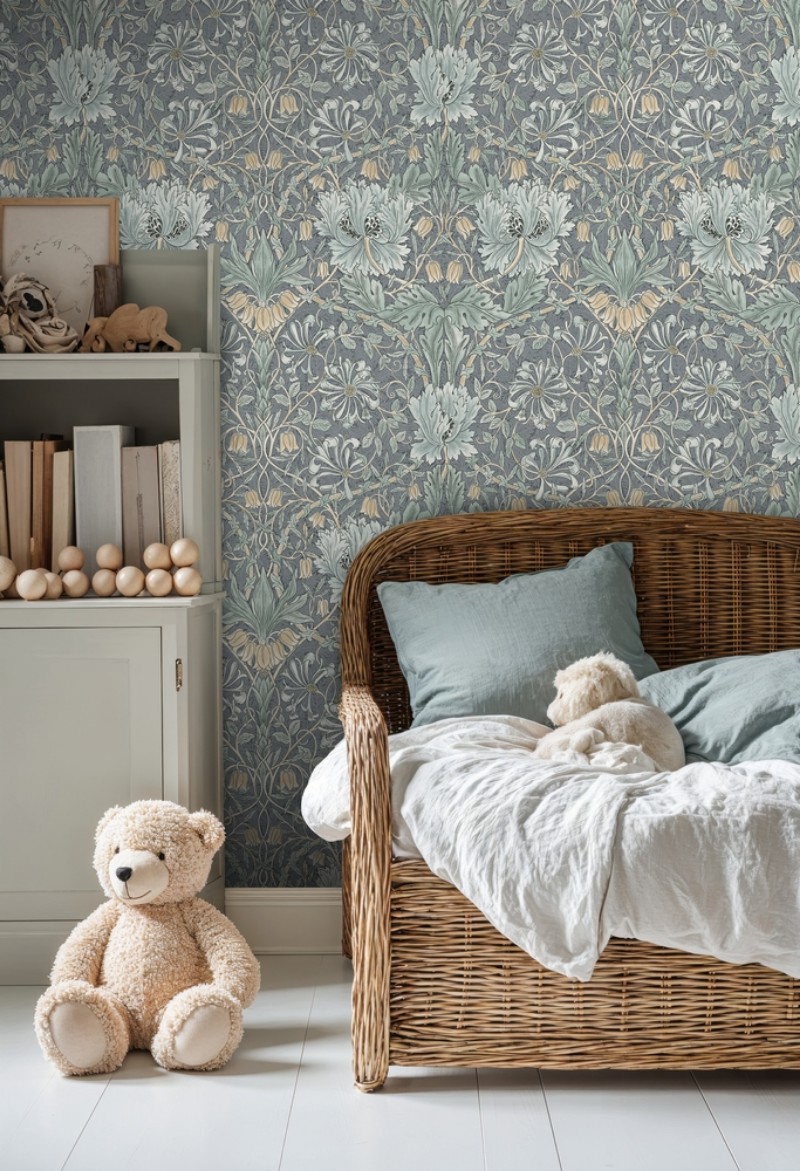 Pure Honeysuckle & Tulip Mineral Blue/Sage - 217544 wallpaper William Morris