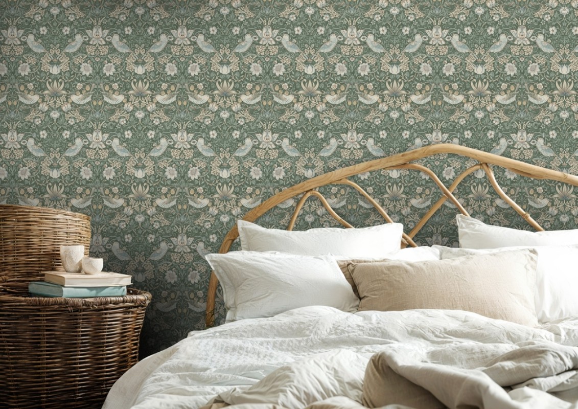Strawberry Thief Evergreen - 217545 wallpaper William Morris