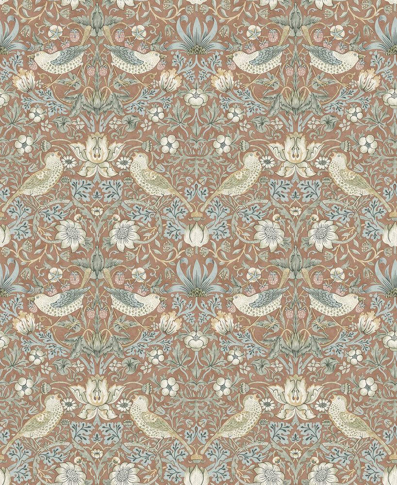 Strawberry Thief Oaknut/Woad - 217546 wallpaper William Morris