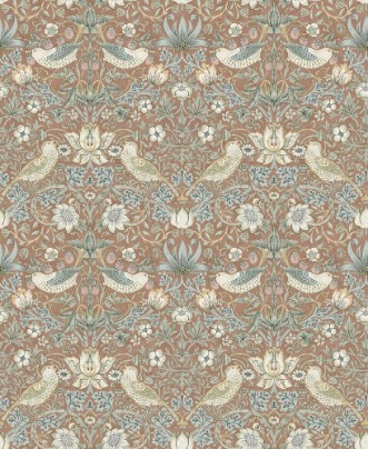 Strawberry Thief Oaknut/Woad - 217546 wallpaper William Morris
