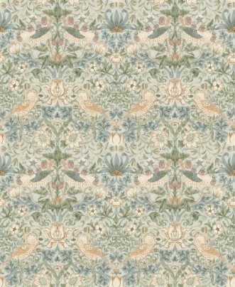 Strawberry Thief Soft Bayleaf/Thyme - 217548 wallpaper William Morris