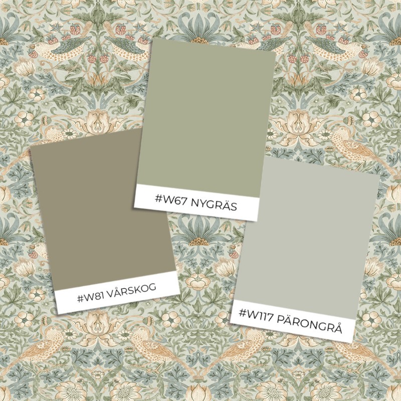 Strawberry Thief Soft Bayleaf/Thyme - 217548 wallpaper William Morris