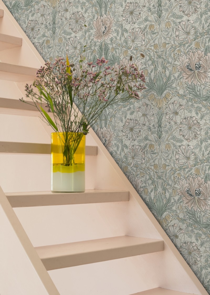 Pure Honeysuckle & Tulip Linen/Coral - 217542 wallpaper William Morris