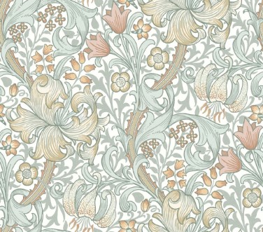 Golden Lily Sea Glass/Coral - 217551 wallpaper William Morris