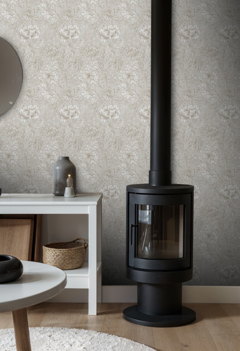 Chrysanthemum Toile Stone - 217559 wallpaper William Morris