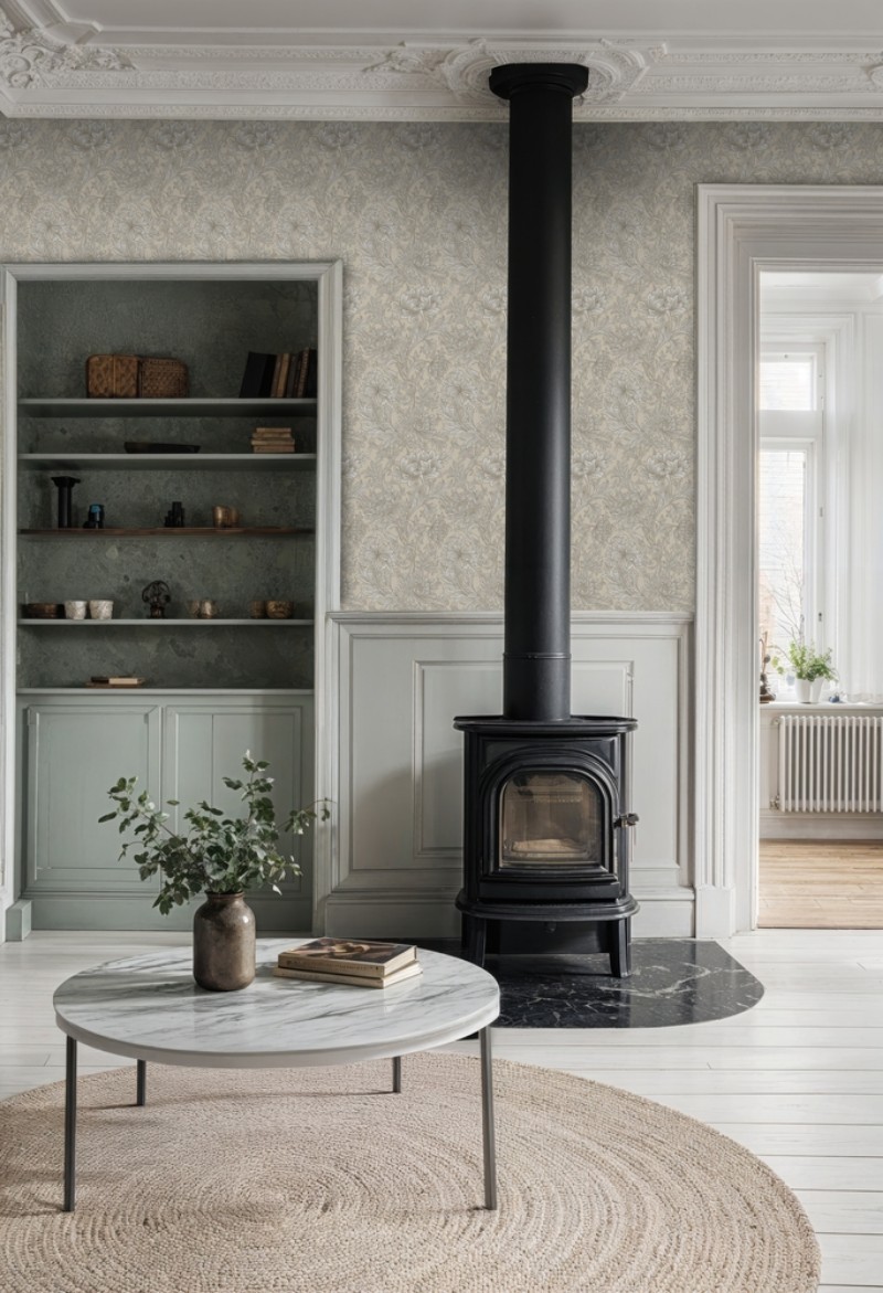 Chrysanthemum Toile Wheat - 217560 wallpaper William Morris