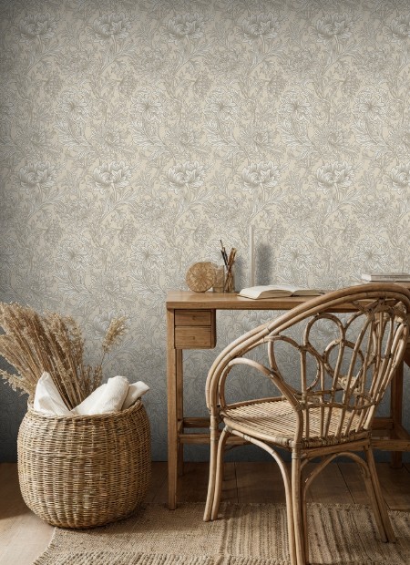Chrysanthemum Toile Wheat - 217560 wallpaper William Morris