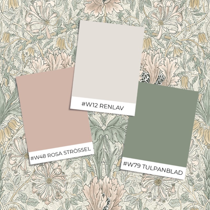 Coloring Pure Honeysuckle & Tulip - Linen/Coral - 217542 - 04737-01 paint William Morris