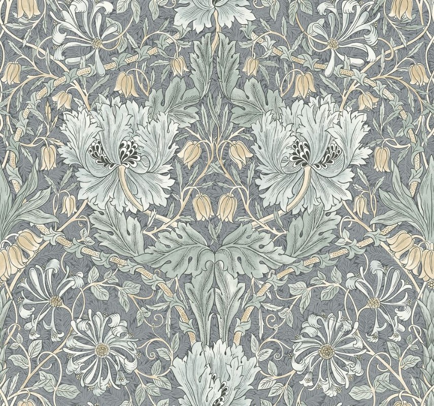 Coloring Pure Honeysuckle & Tulip - Mineral Blue/Sage - 217544 - 04739-01 paint William Morris