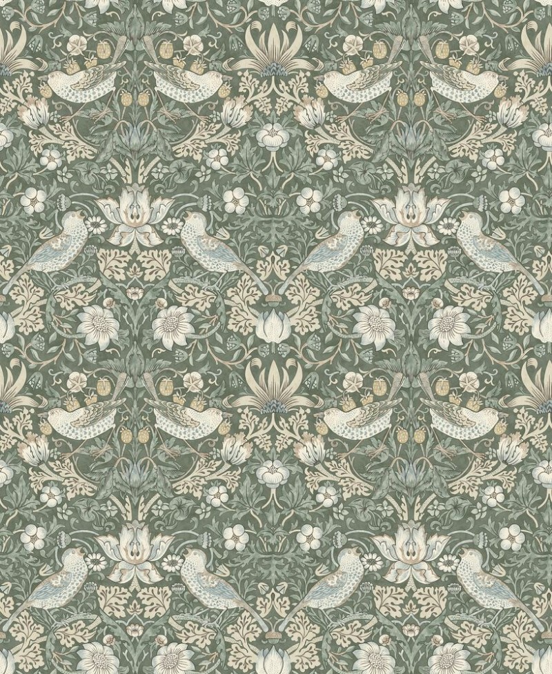 Coloring Strawberry Thief - Evergreen - 217545 - 04740-01 paint William Morris