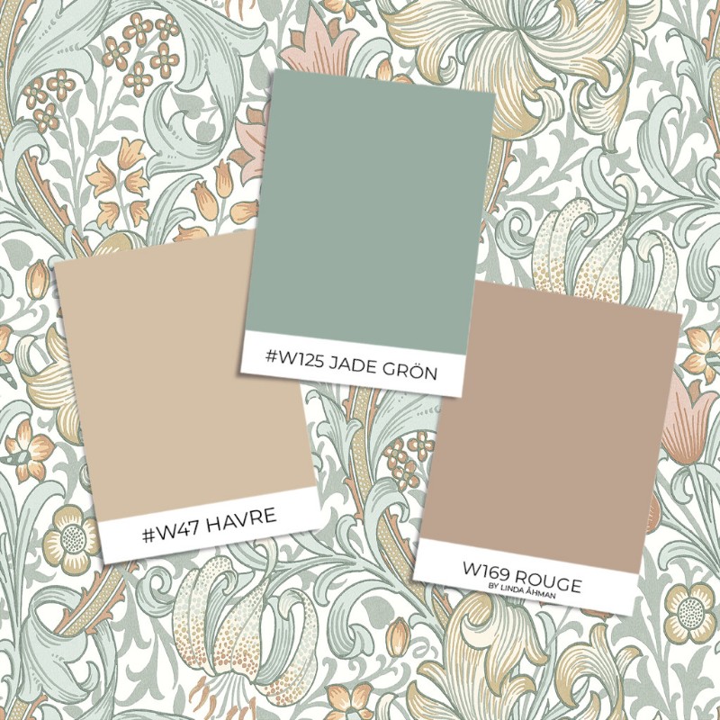 Coloring Golden Lily - Sea Glass/Coral - 217551 - 04746-01 paint William Morris