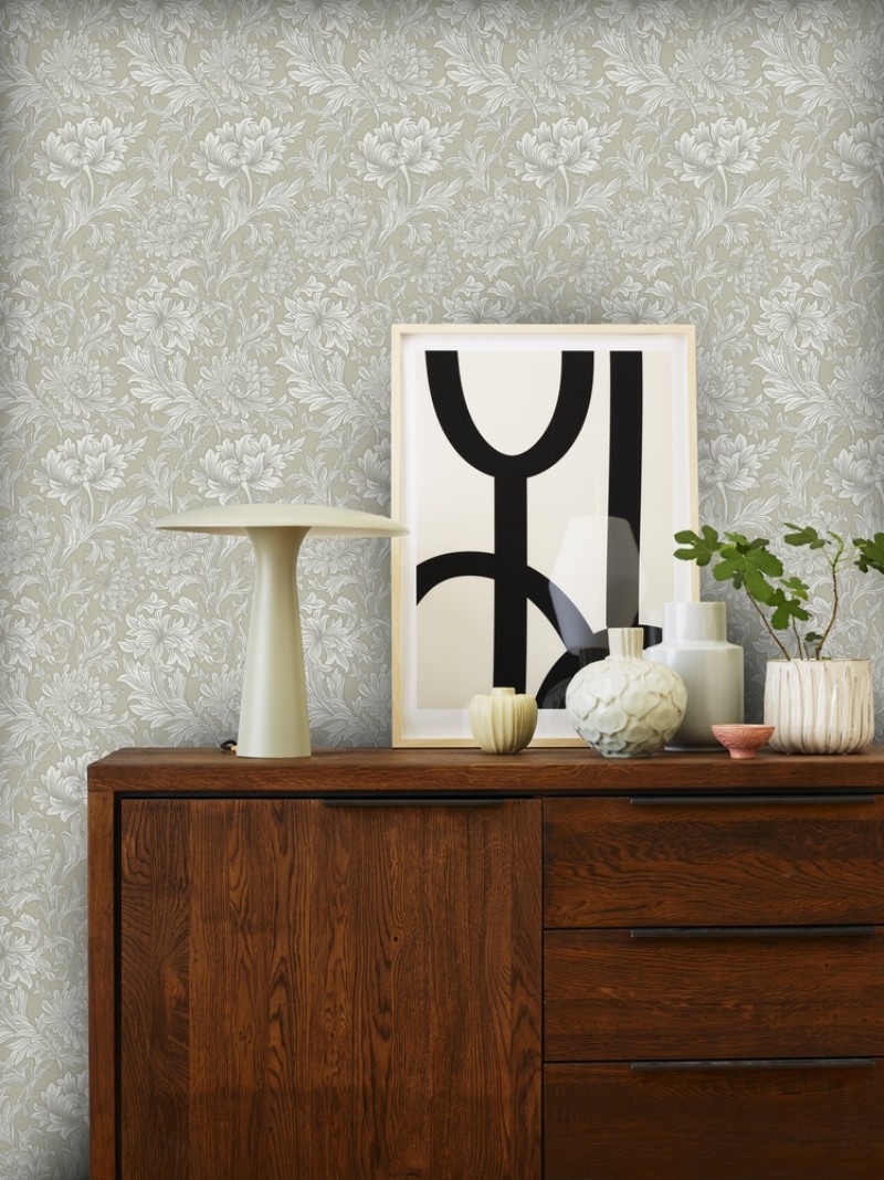 Chrysanthemum Toile Bayleaf - 217562 wallpaper William Morris