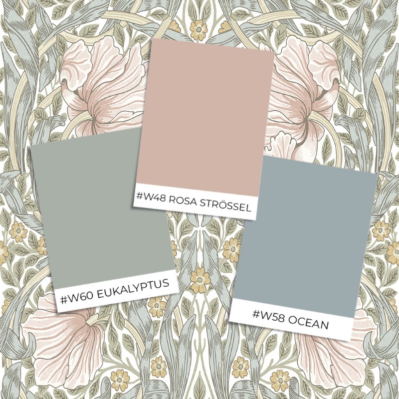 Pimpernel Sea Pink/Mineral Blue - 217539 wallpaper William Morris