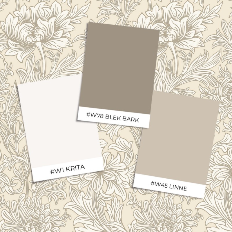 Coloring Chrysanthemum Toile - Wheat - 217560 - 04755-01 paint William Morris